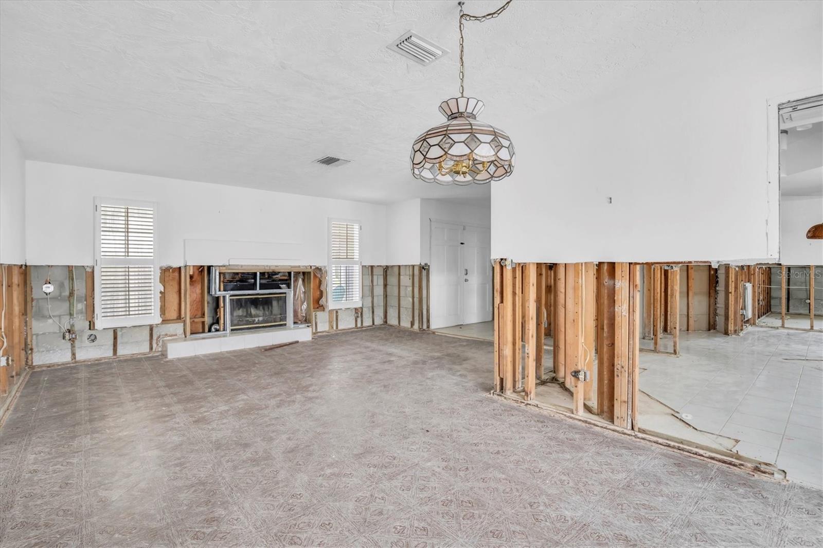 Dining area and living room