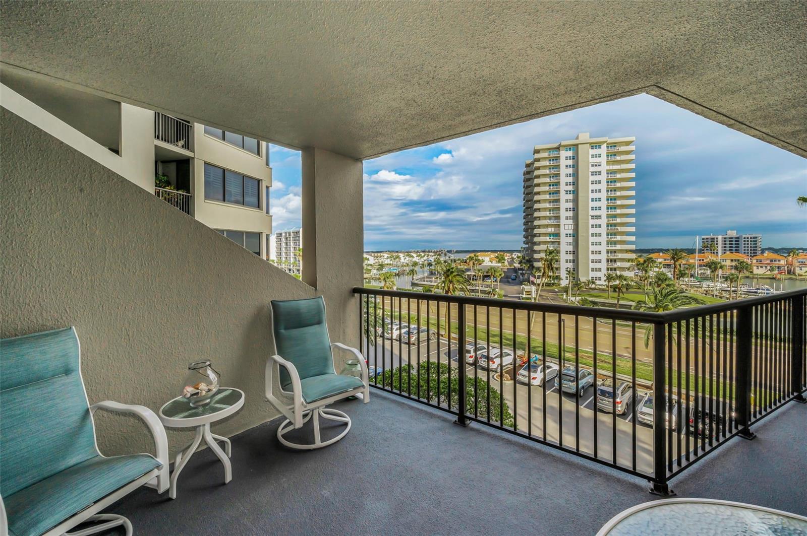 Balcony off the Living area with views of the Marina and Intracoastal