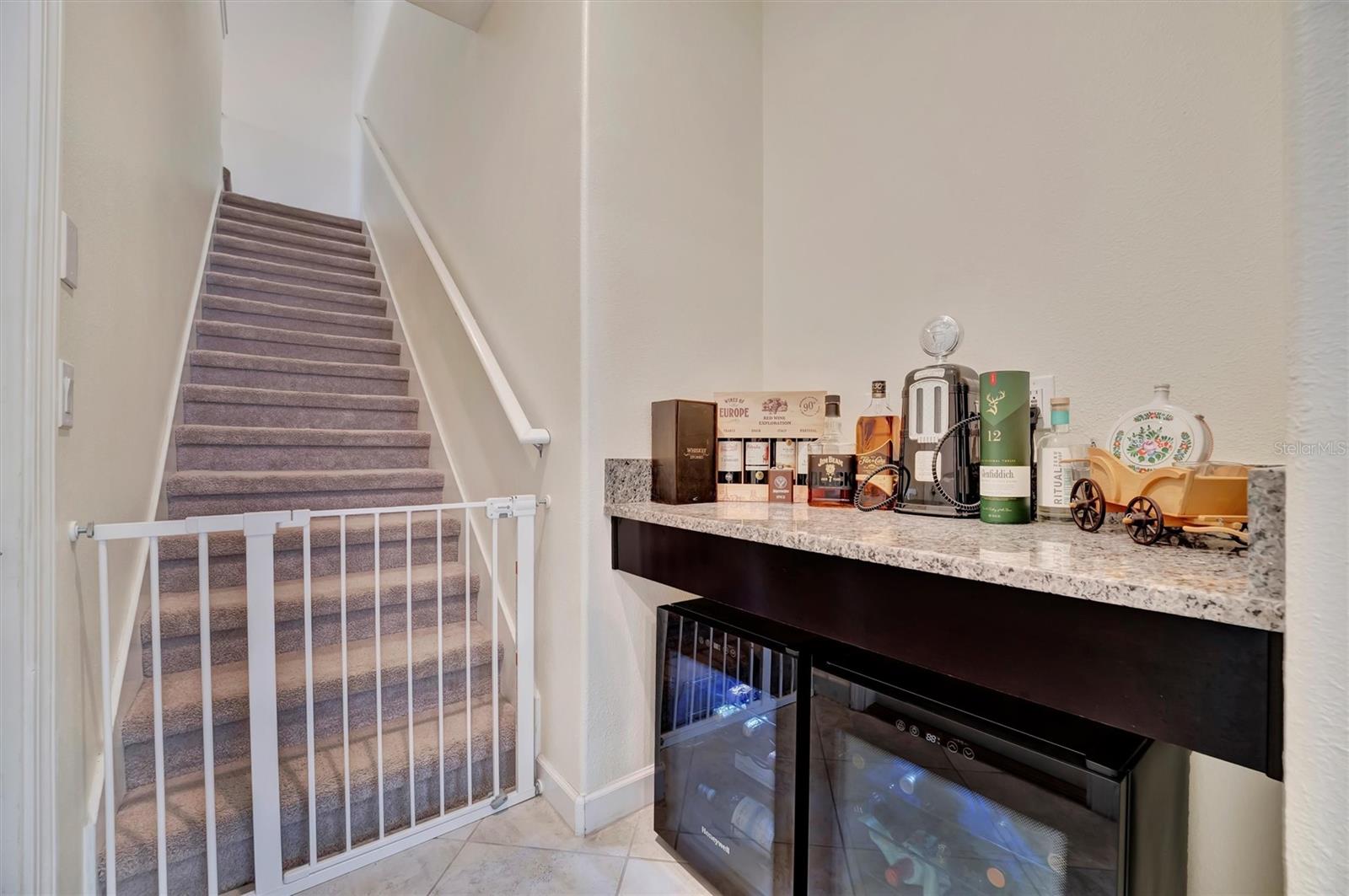 Built in Beverage Bar off Kitchen to 2nd Floor