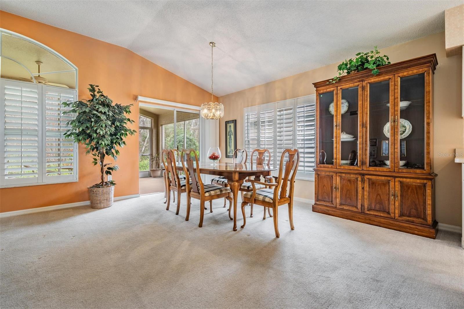 Dining area with patio views