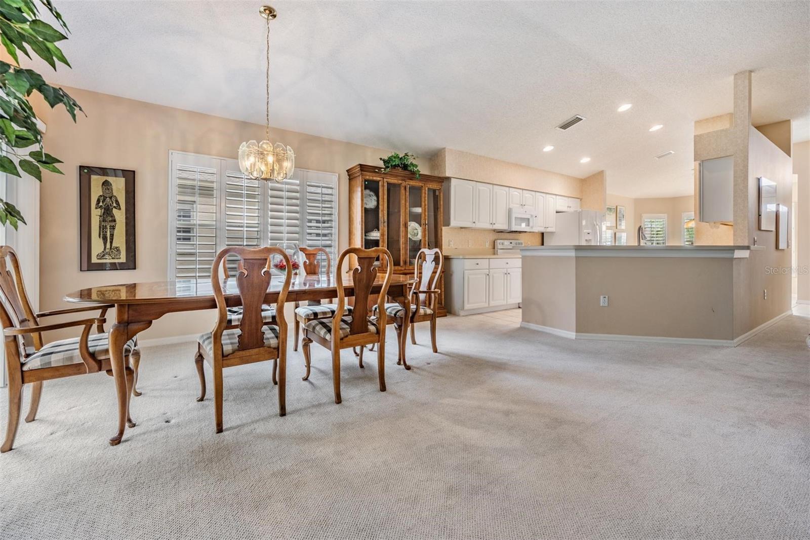 Kitchen adjoins dining area for easy entertaining