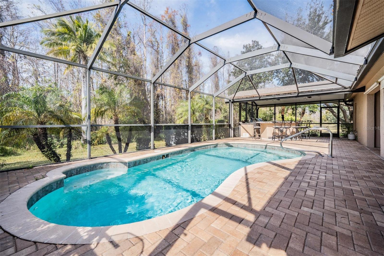 WOW! Screened-in pool and lanai with custom bar and kitchen