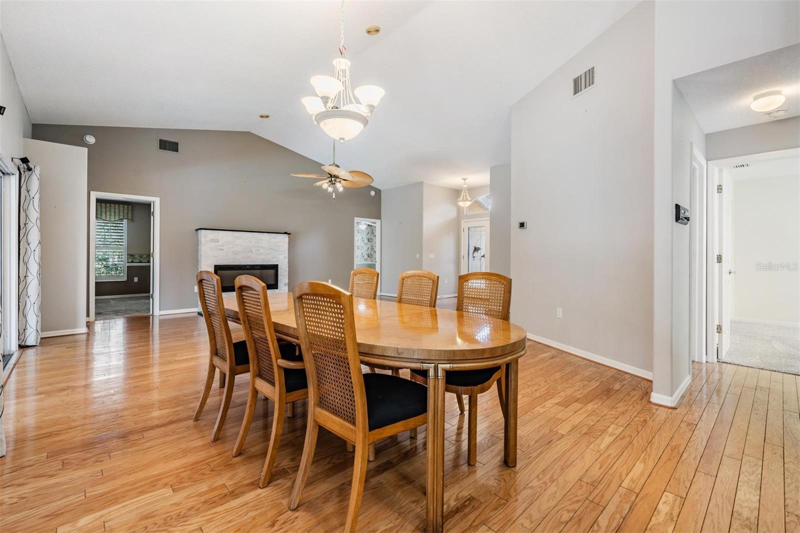 Dining area adjoins the living room and kitchen for easy entertaining