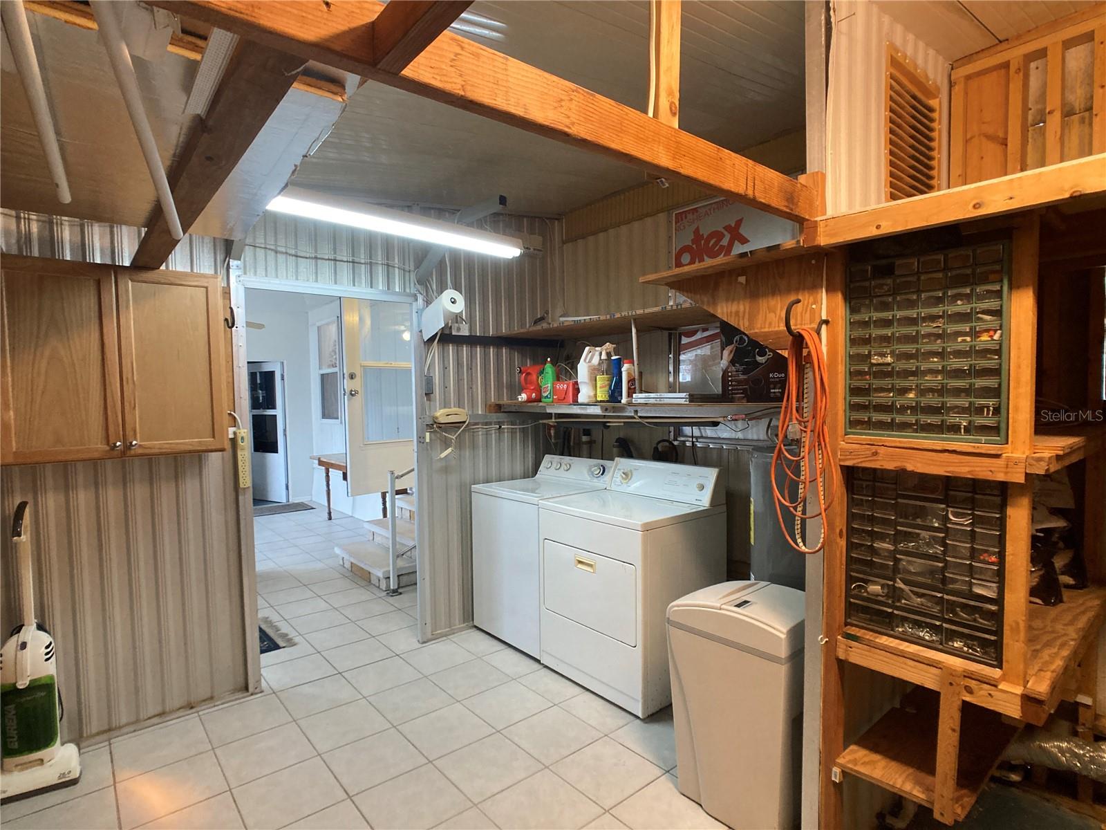 Laundry area within large workshop