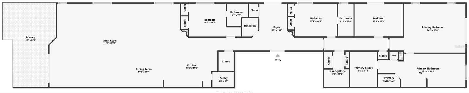 ... Inside Foyer Looking Towards Rear of Residence ..Two Guest Bedrooms , Laundry Room Linen Closets then Large Master Retreat.