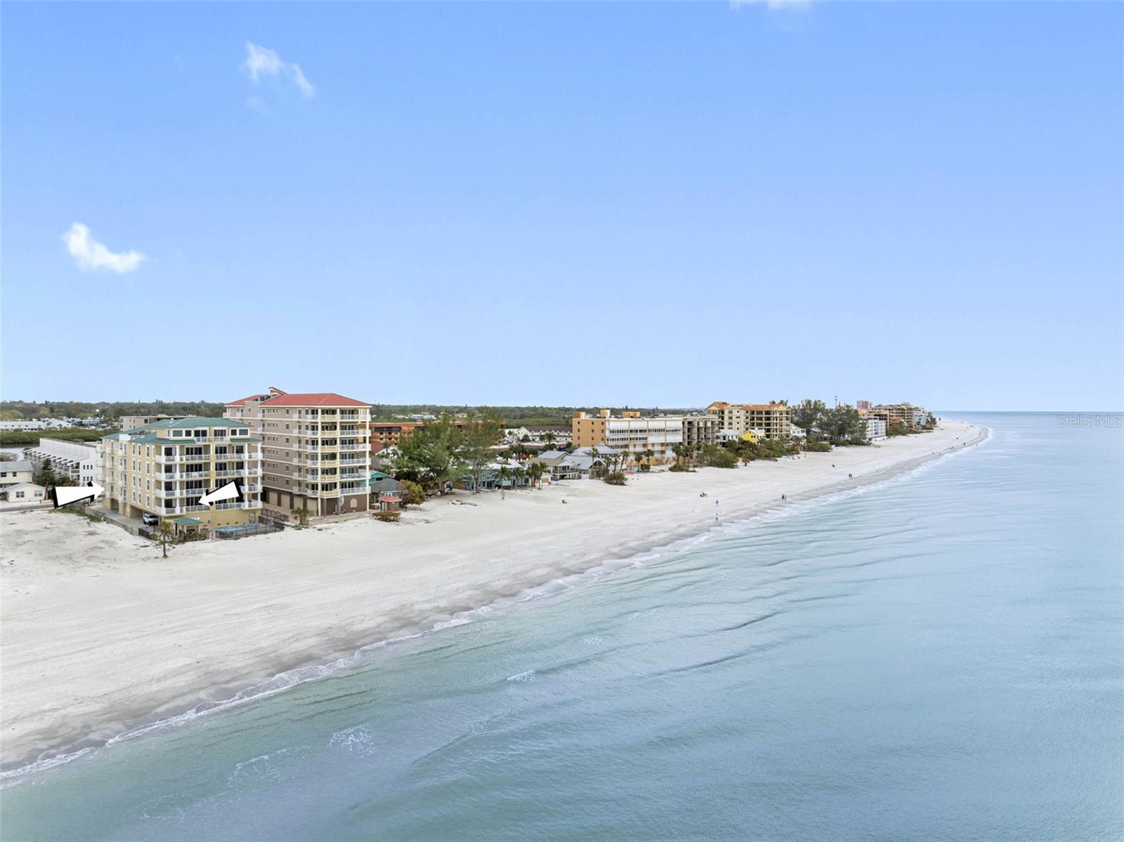 ... Aerial of Indian Shores Looking South.. Indian Shores runs about 3 miles long North to South. Photo Looking South.. Indian Shores aka ' The Narrows ' Sits about Midway Between N Clearwater Beach and St Pete Beach. It is also 22 Miles Due West of Tampa Airport..