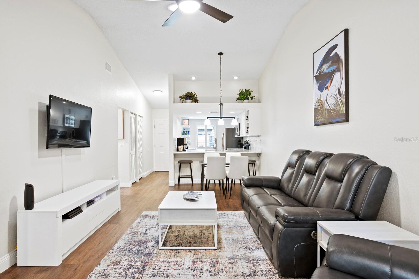 The vaulted ceilings make this condo feel very spacious and open