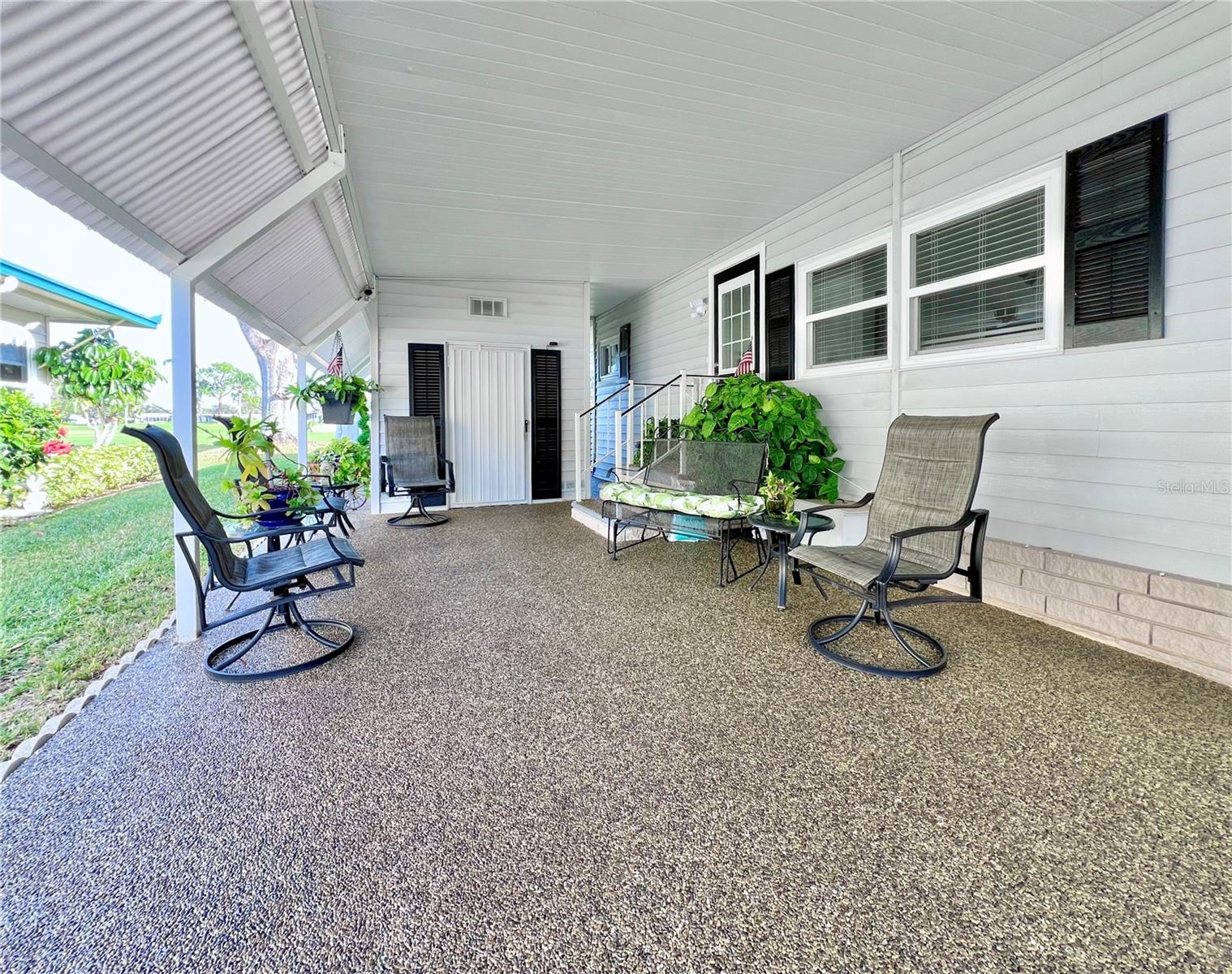 Sitting area under carport