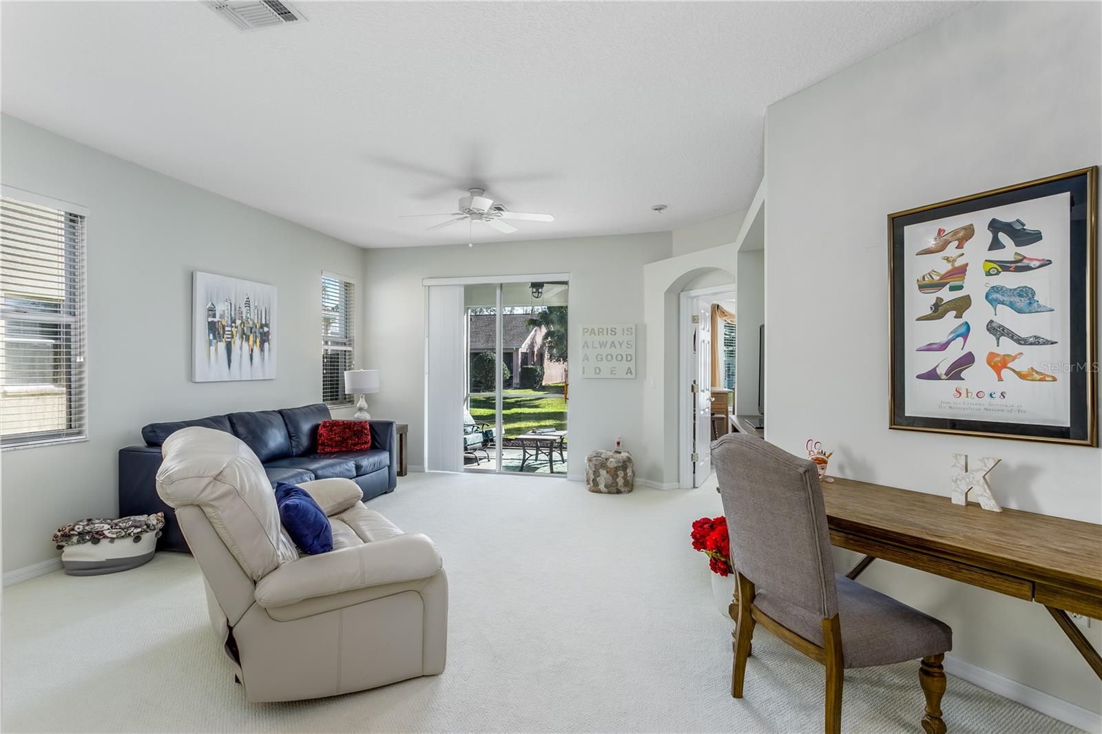 Dining room set up as an office