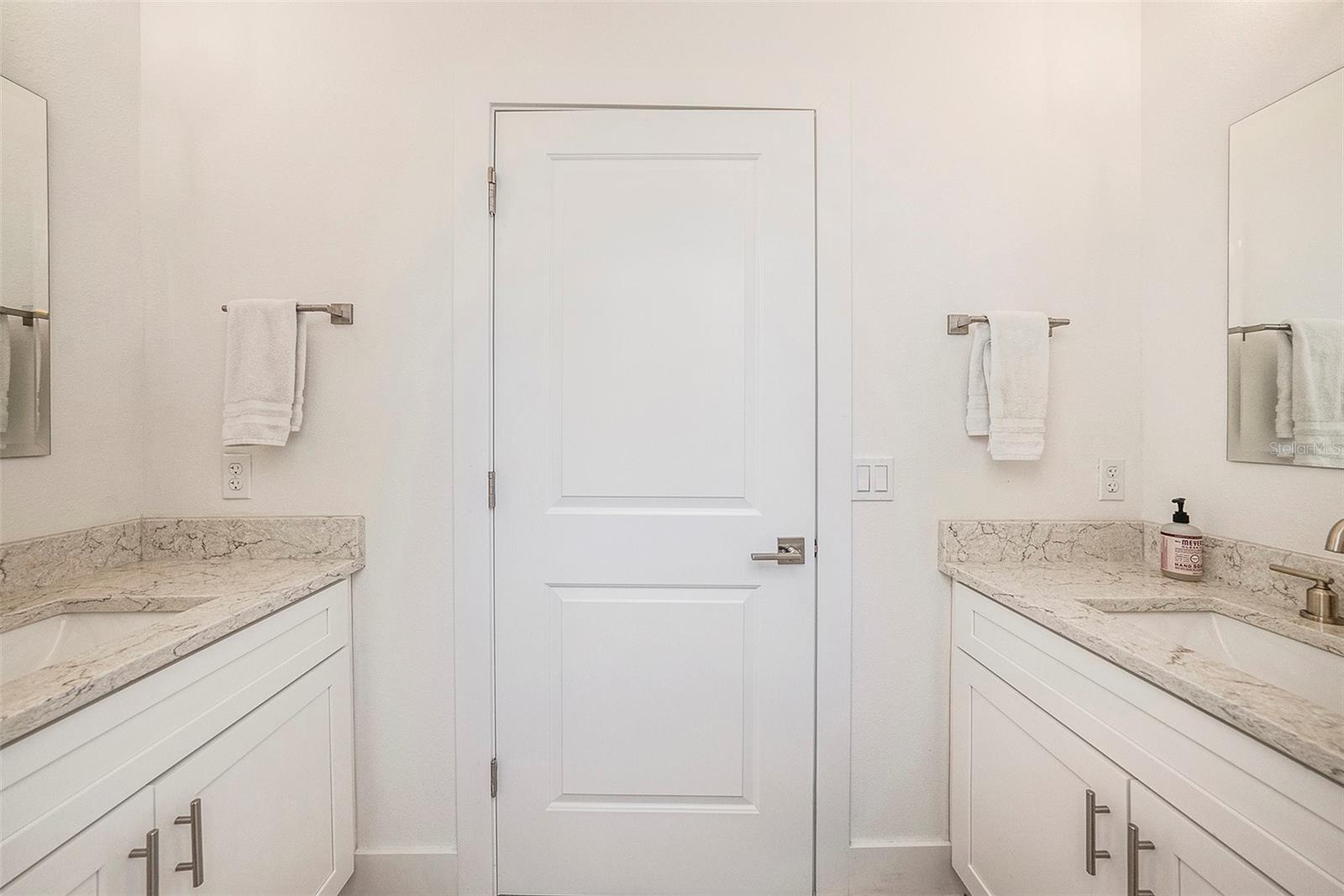 Double vanities in Guest Bath (quartz countertops)