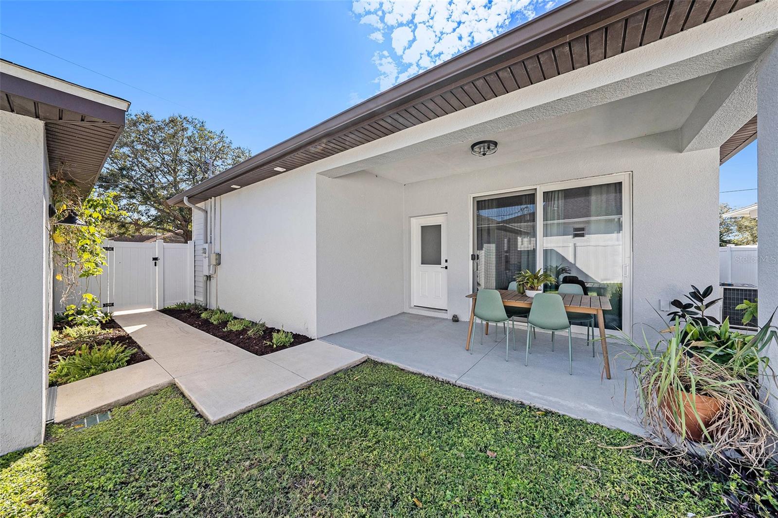 Back door and covered patio