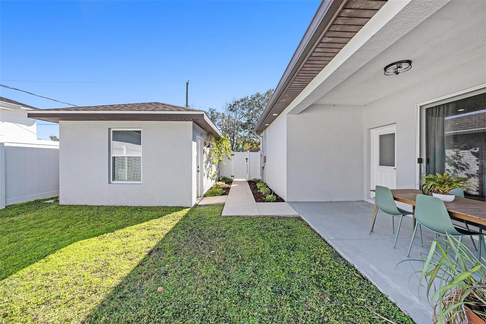 Path between garage and back entrance to home