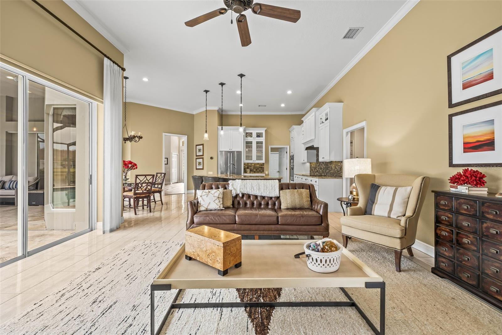 View to kitchen from family room