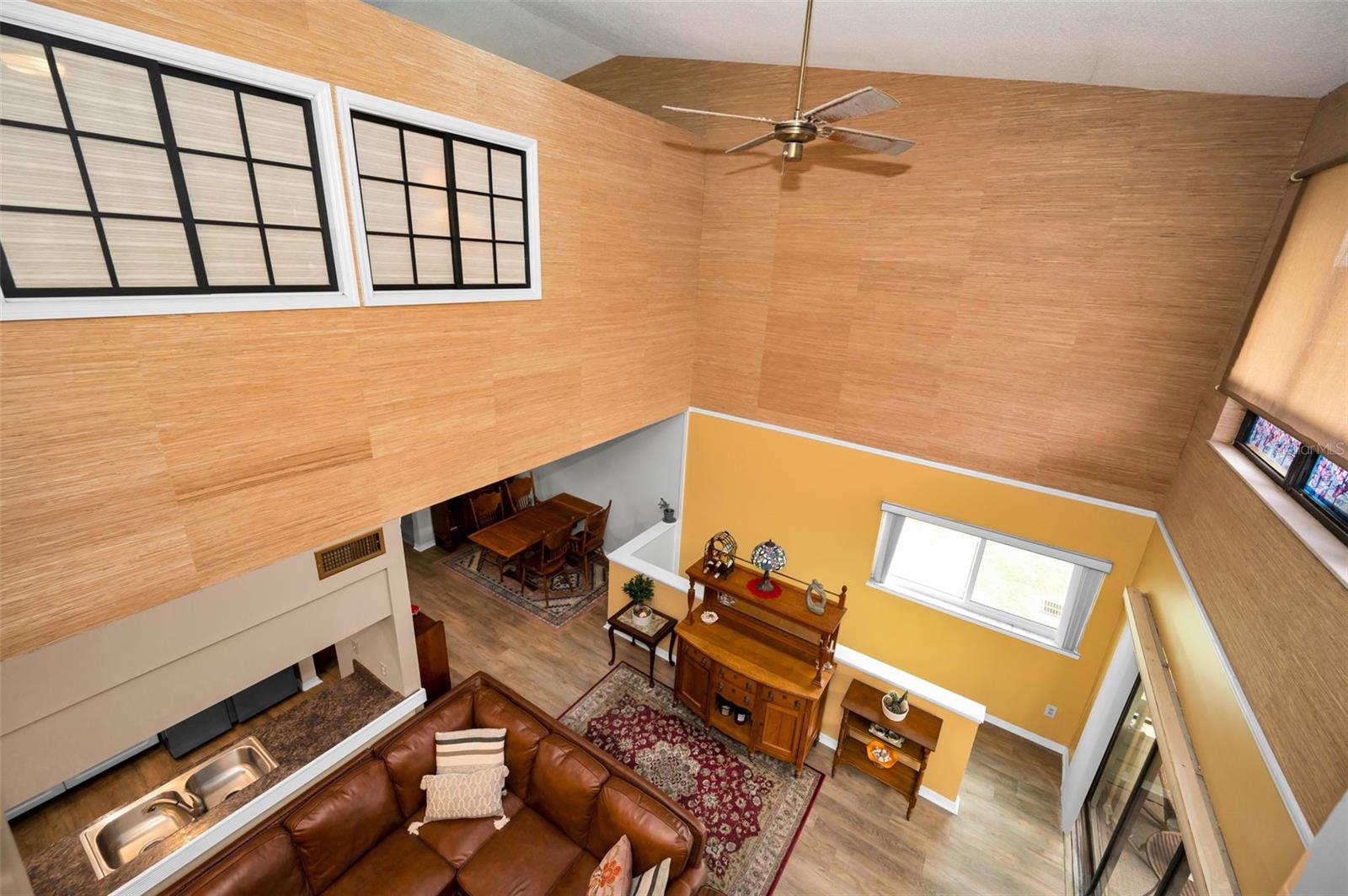 Cathedral Ceilings and view from loft walk.