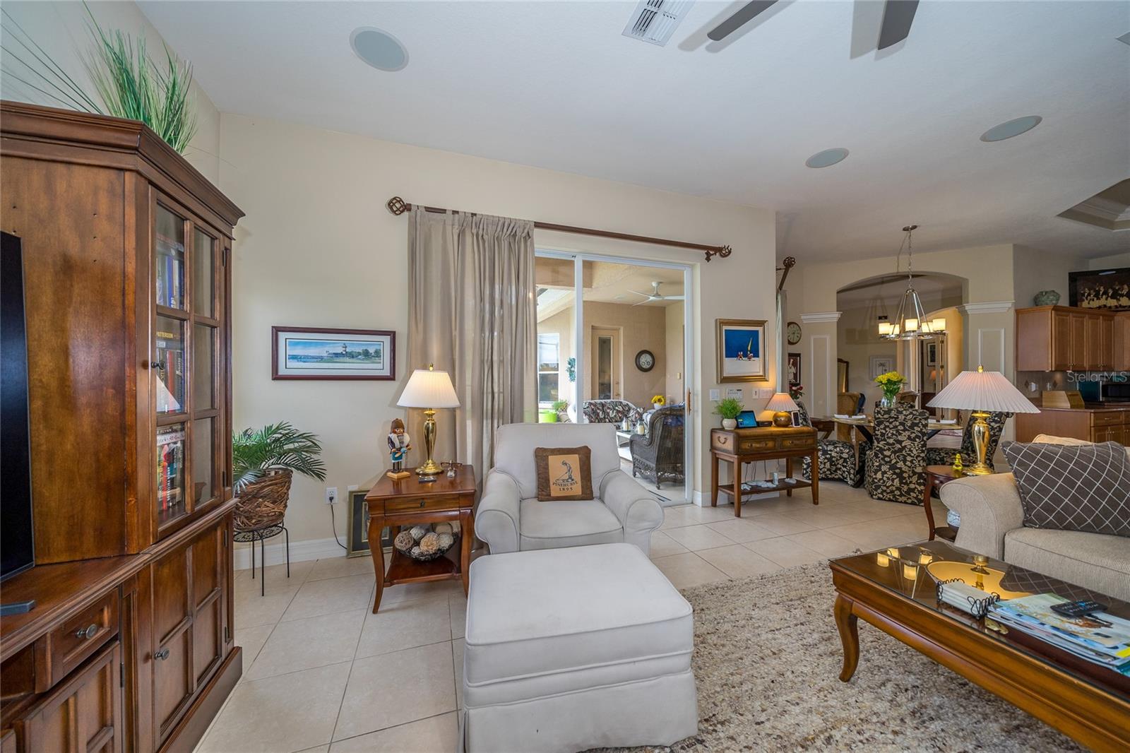 Family Room with sliders to pool