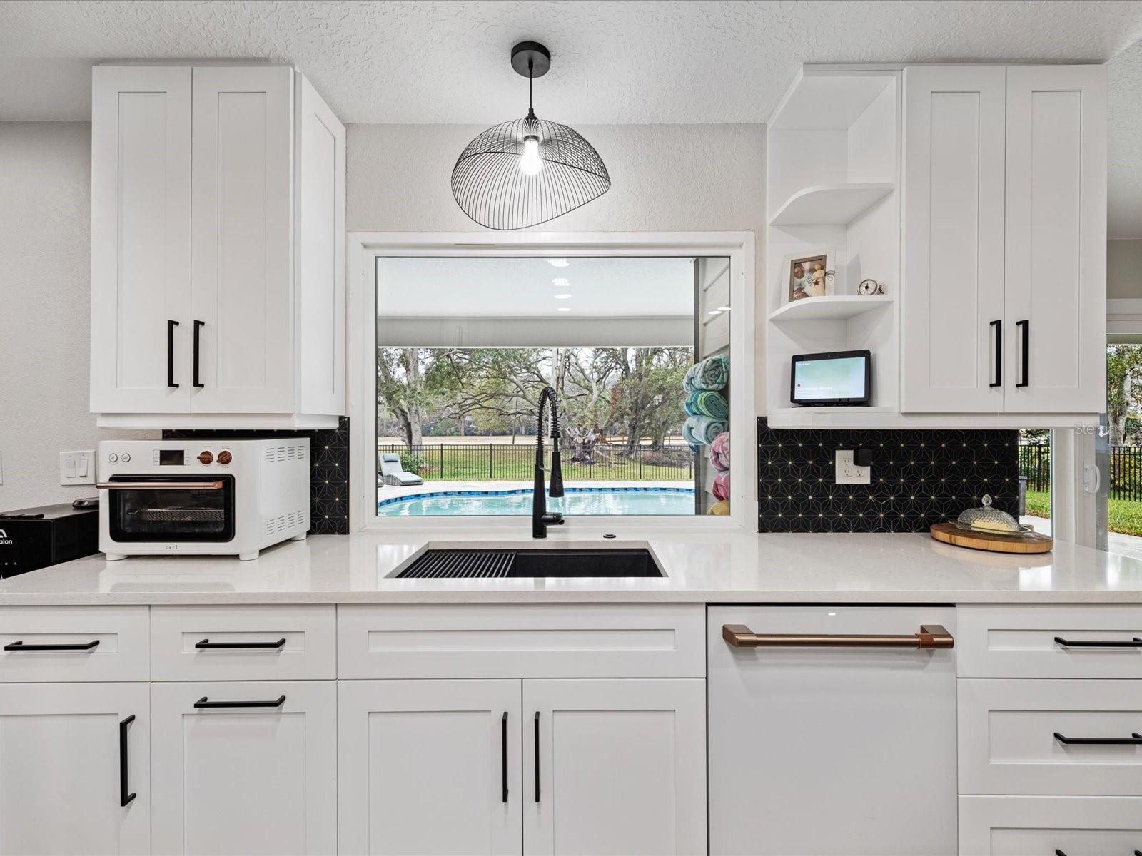 Kitchen overlooking family room