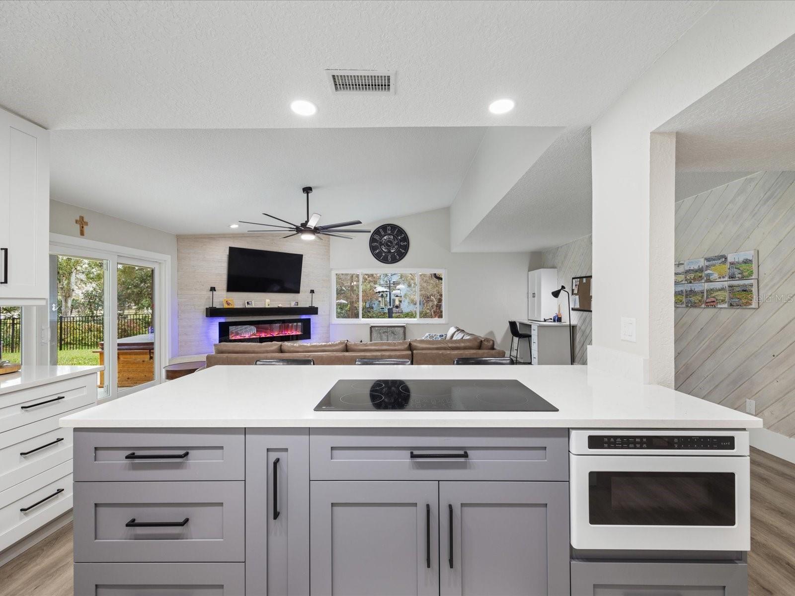 Kitchen island with induction cooktop