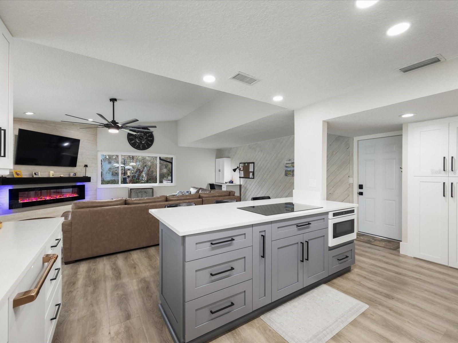 Kitchen overlooking family room