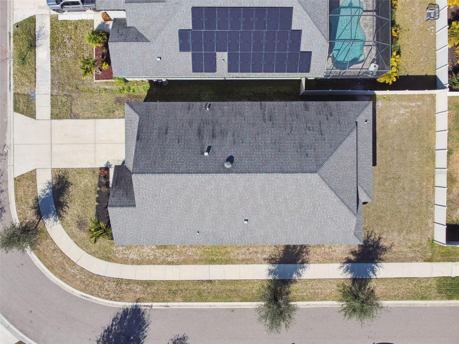 Aerial view of the home, directly from above.