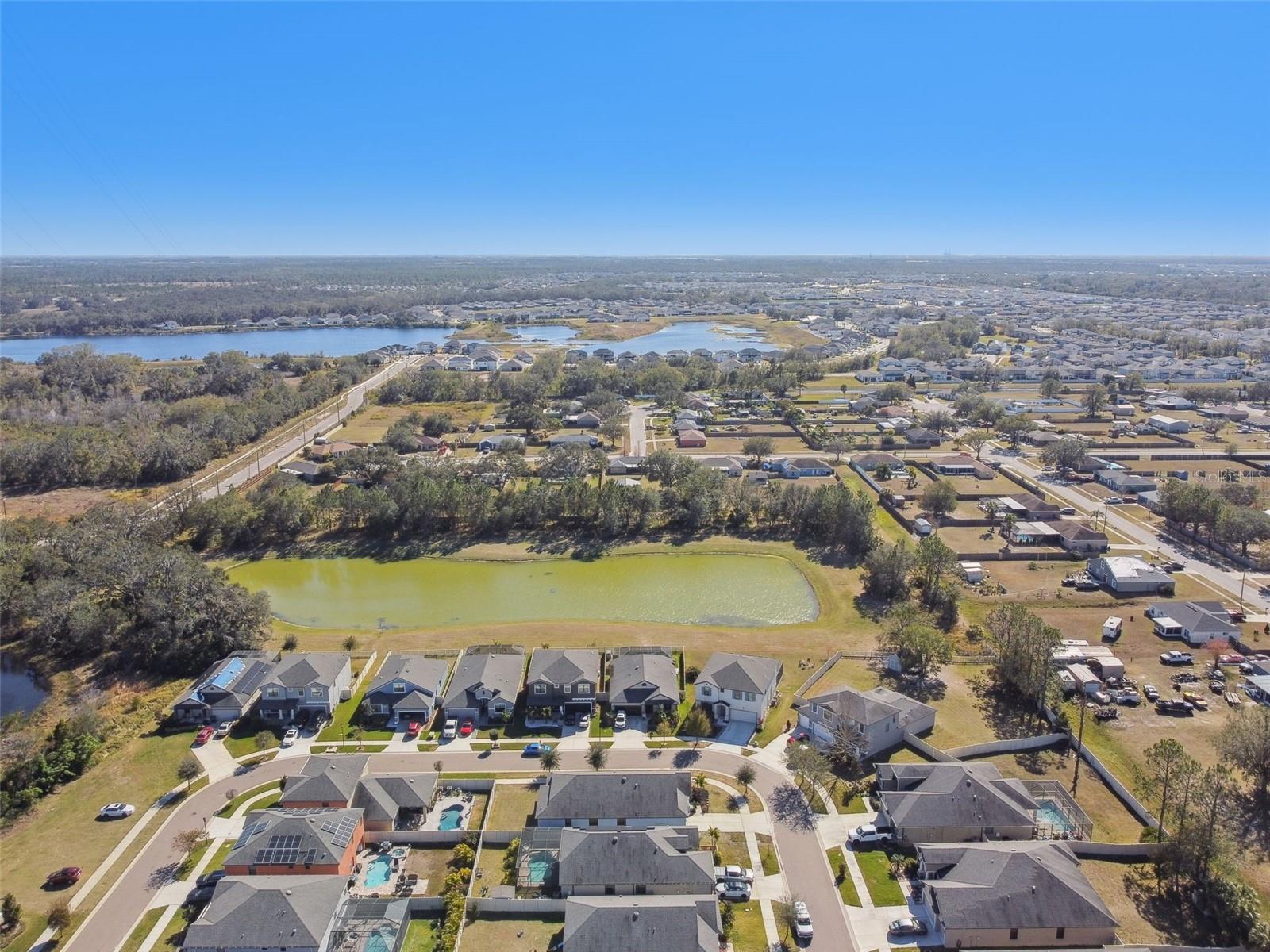 Aerial view from the North of the community and beyond.