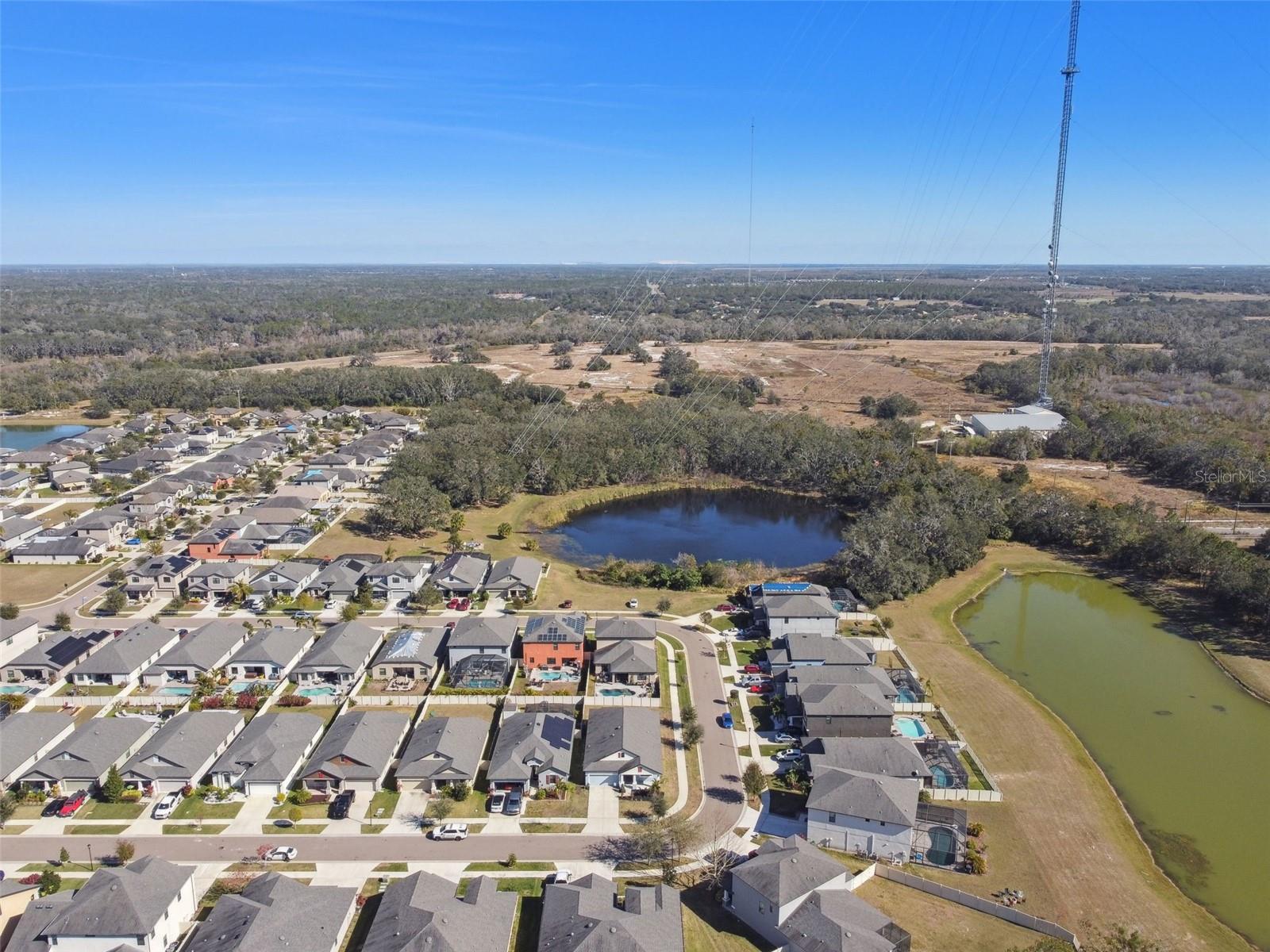 Aerial view from the West of the community.