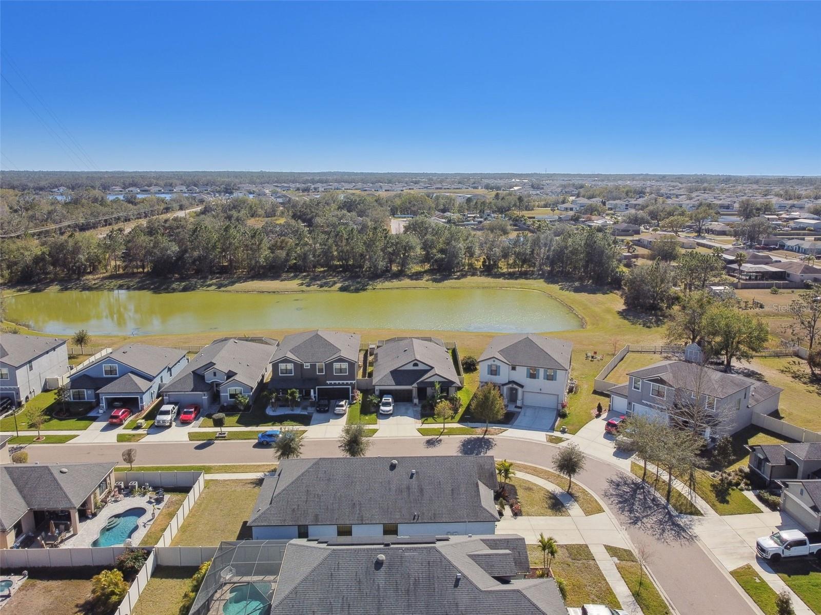 Aerial view from the North towards the home.