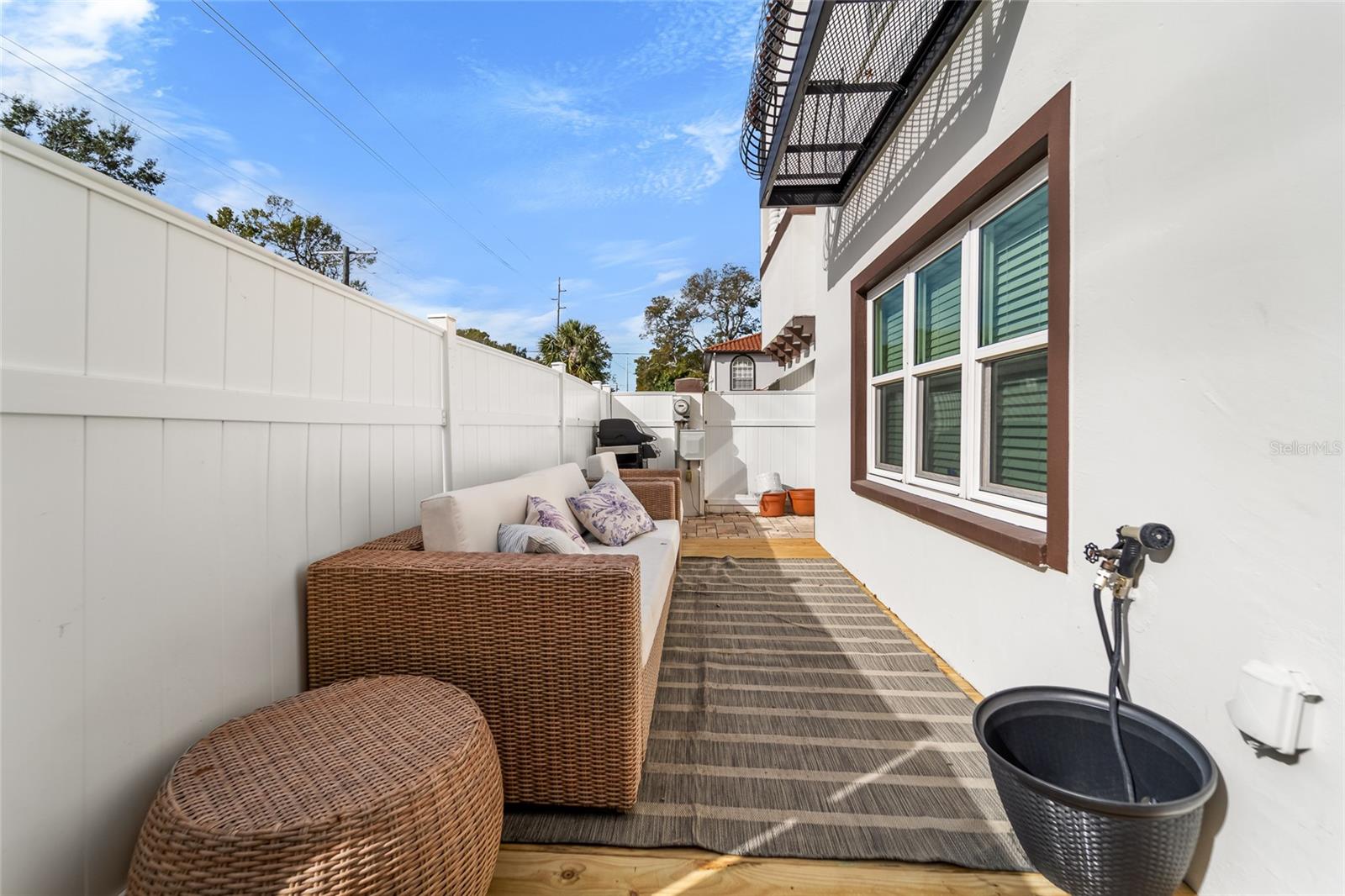 Fenced side yard with exterior gate