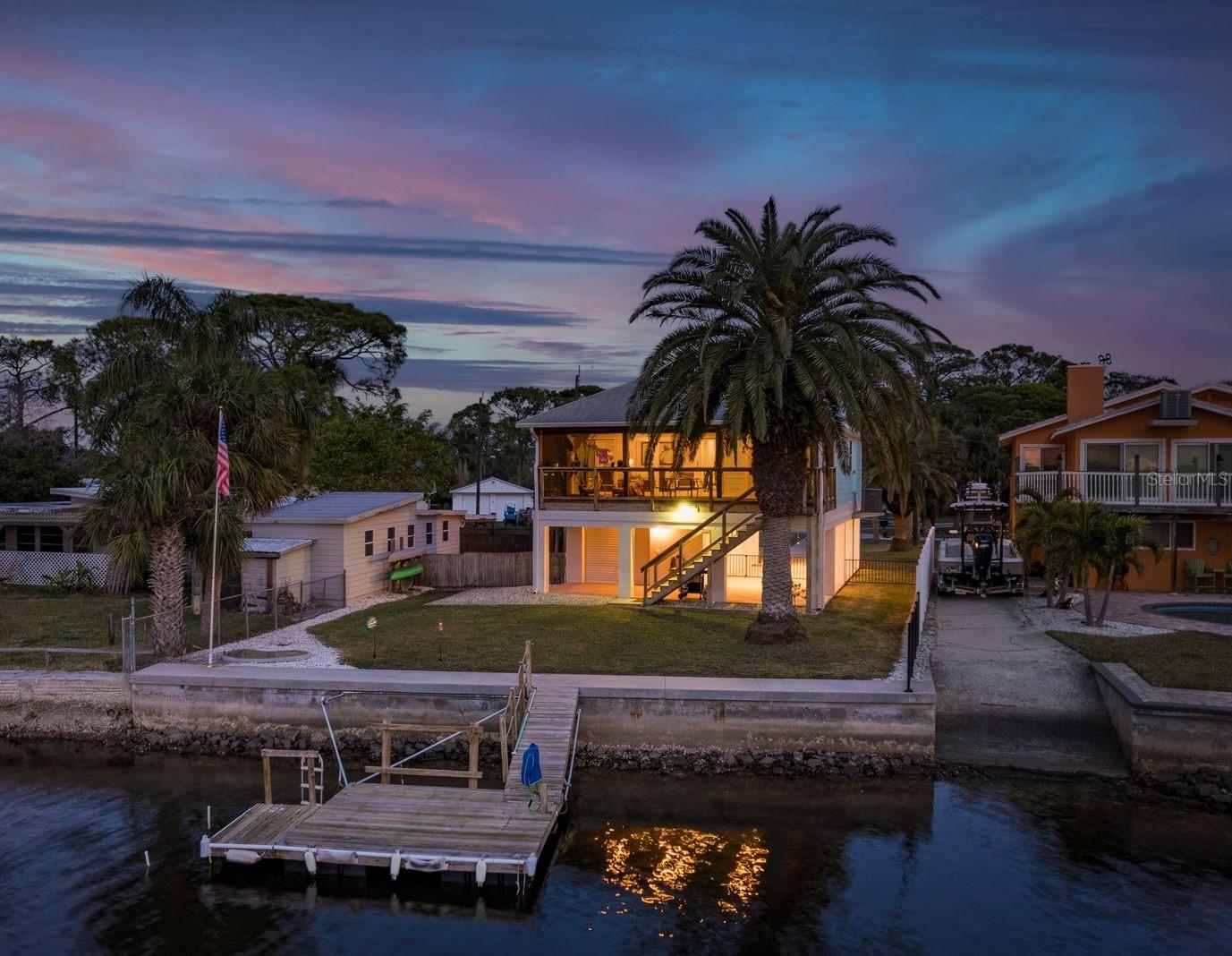 Gorgeous mature palms grace front and back yard