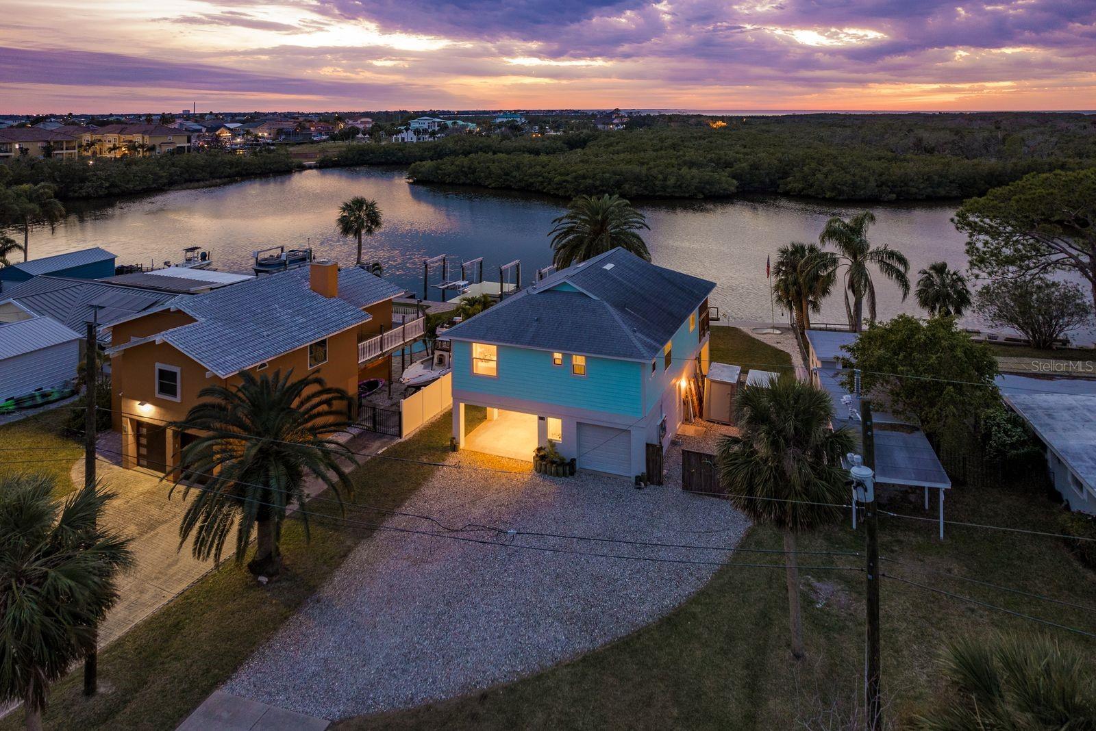 Gorgeous Sunsets from the rearview over the water