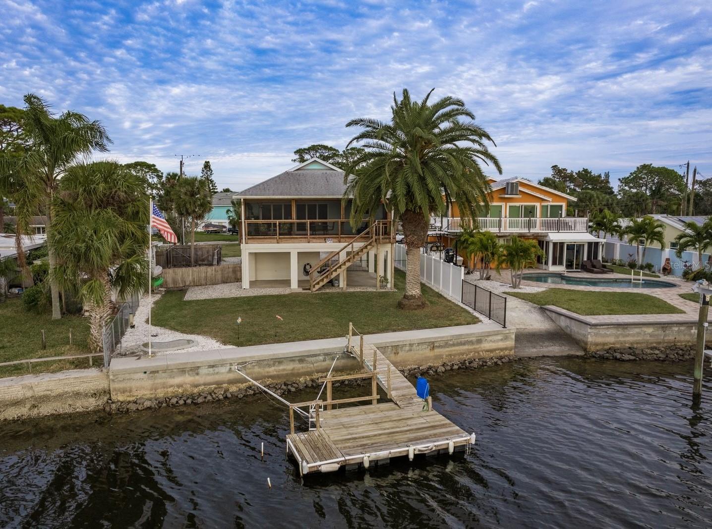 Rearview of House and floating dock