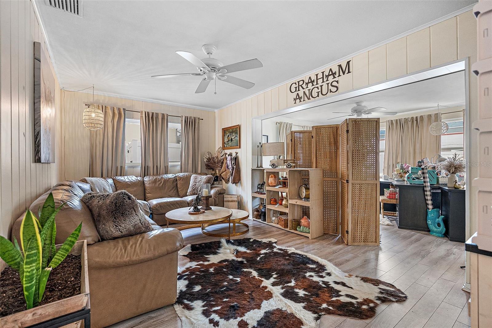 Family room connects to sunroom