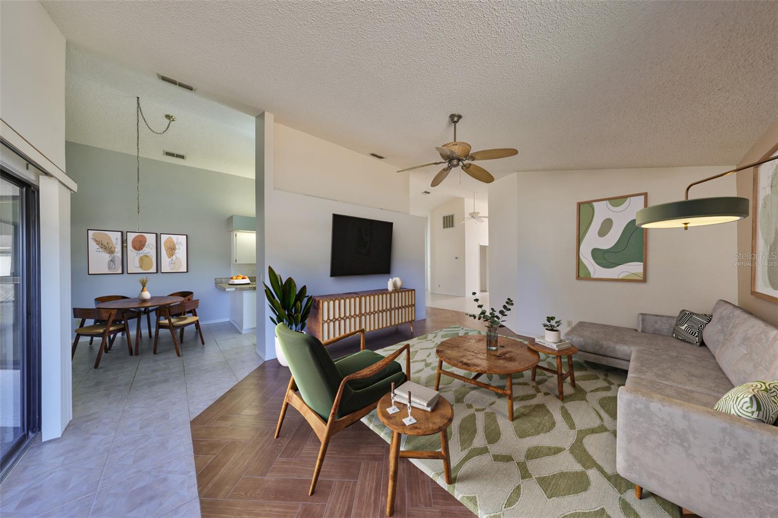 LIVING ROOM TO  EATING AREA VIRTUALLY STAGED