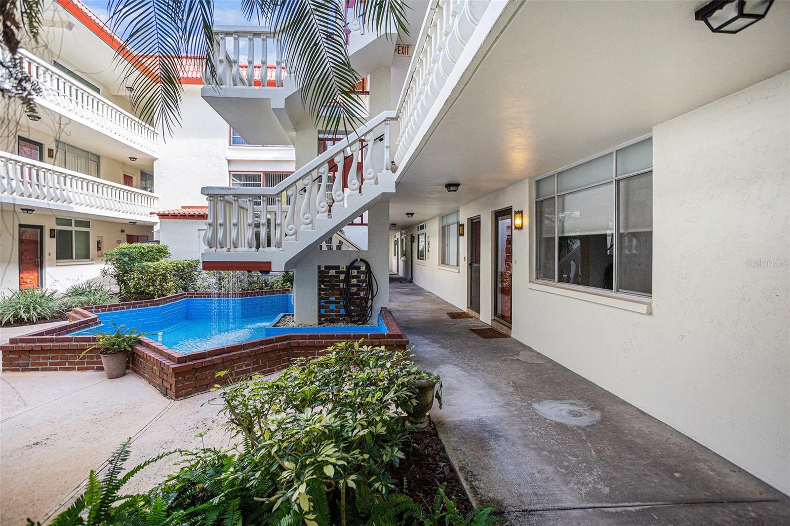 Beautiful courtyard with bubbly fountain!