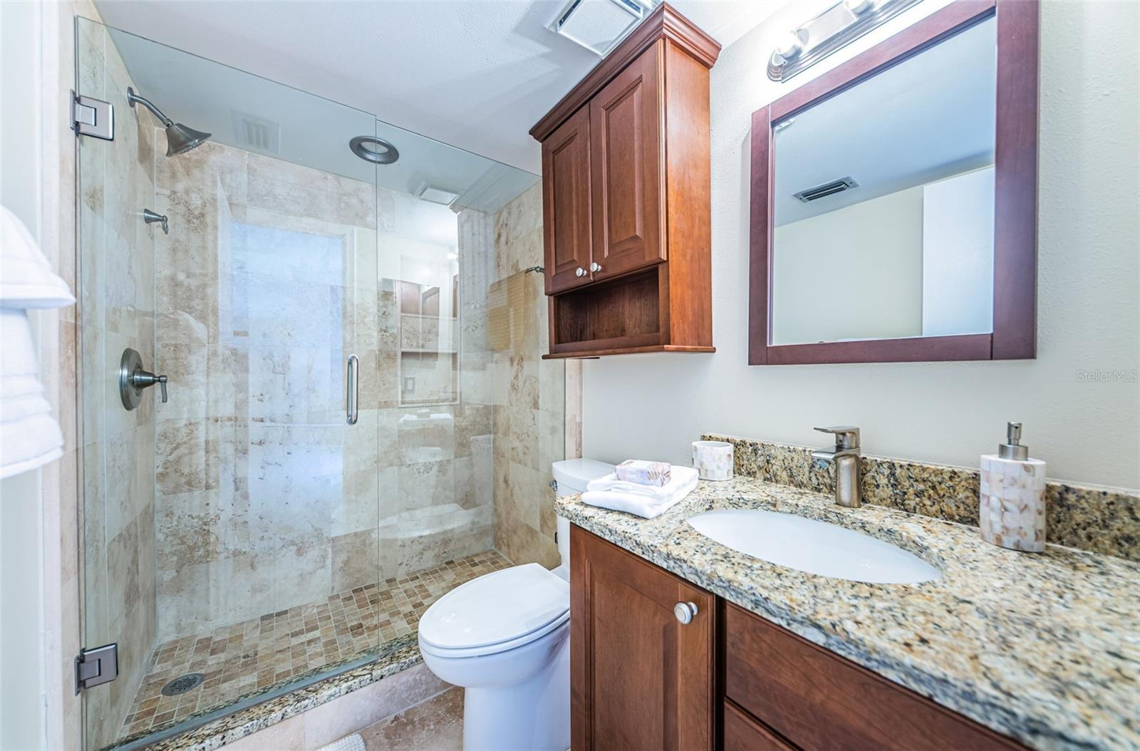 Remodeled master bath with shower