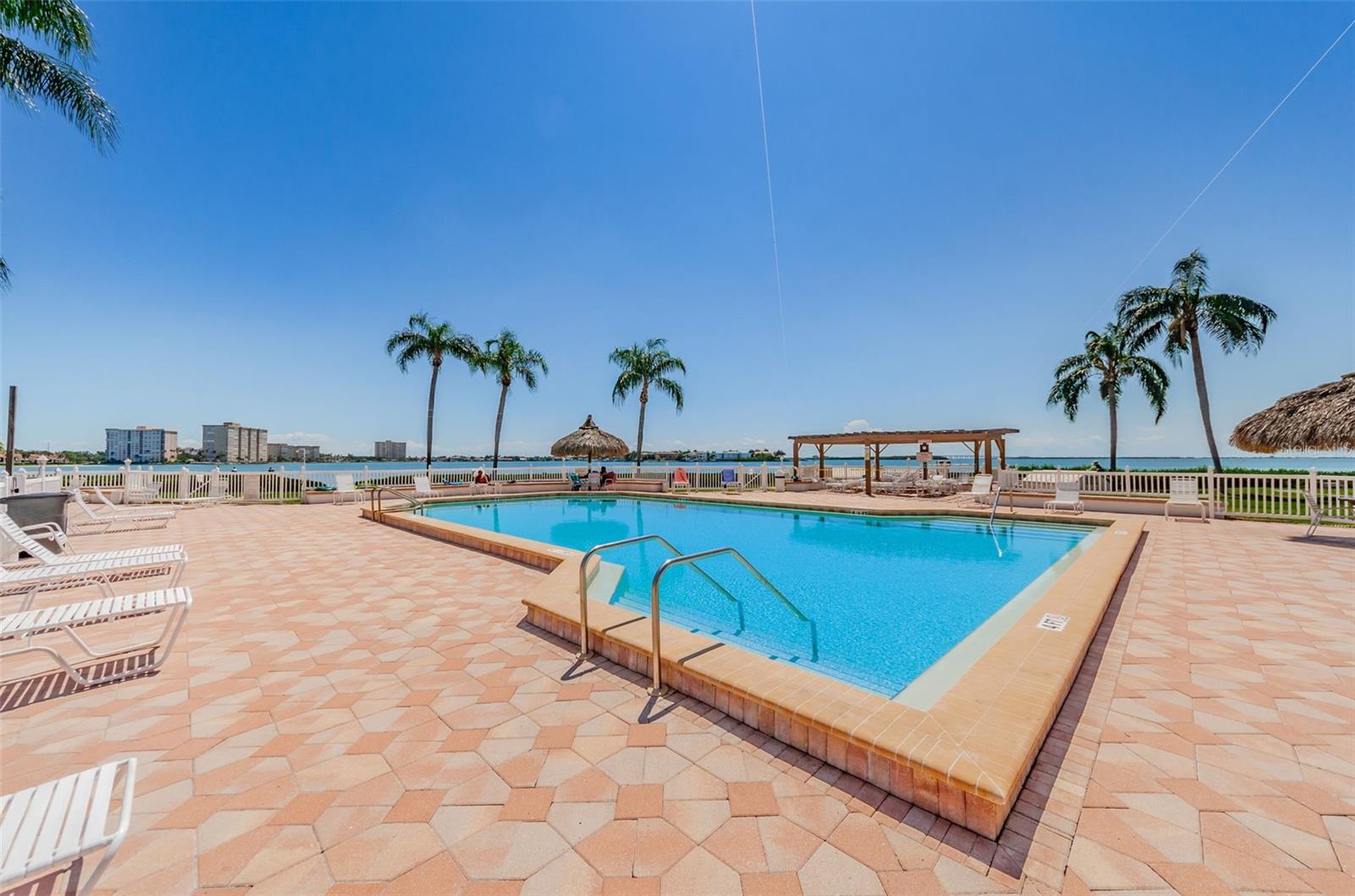 Heated Pool overlooks the Bay