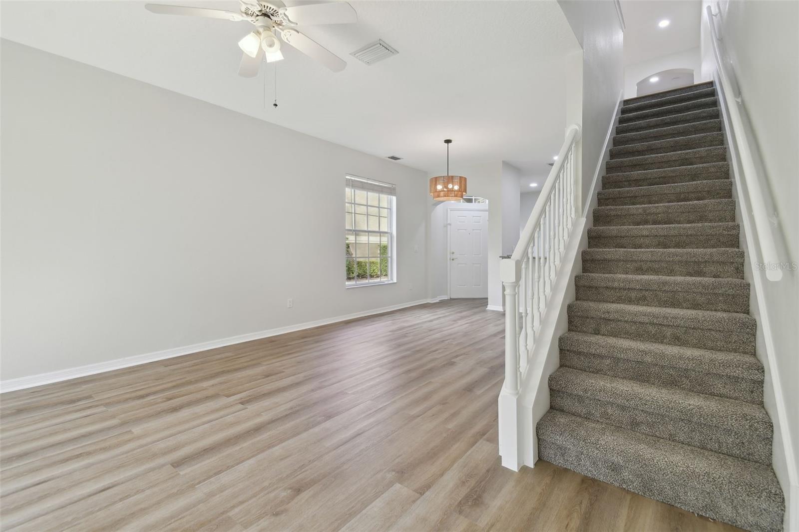 Stairs to two large bedrooms and a spacious loft