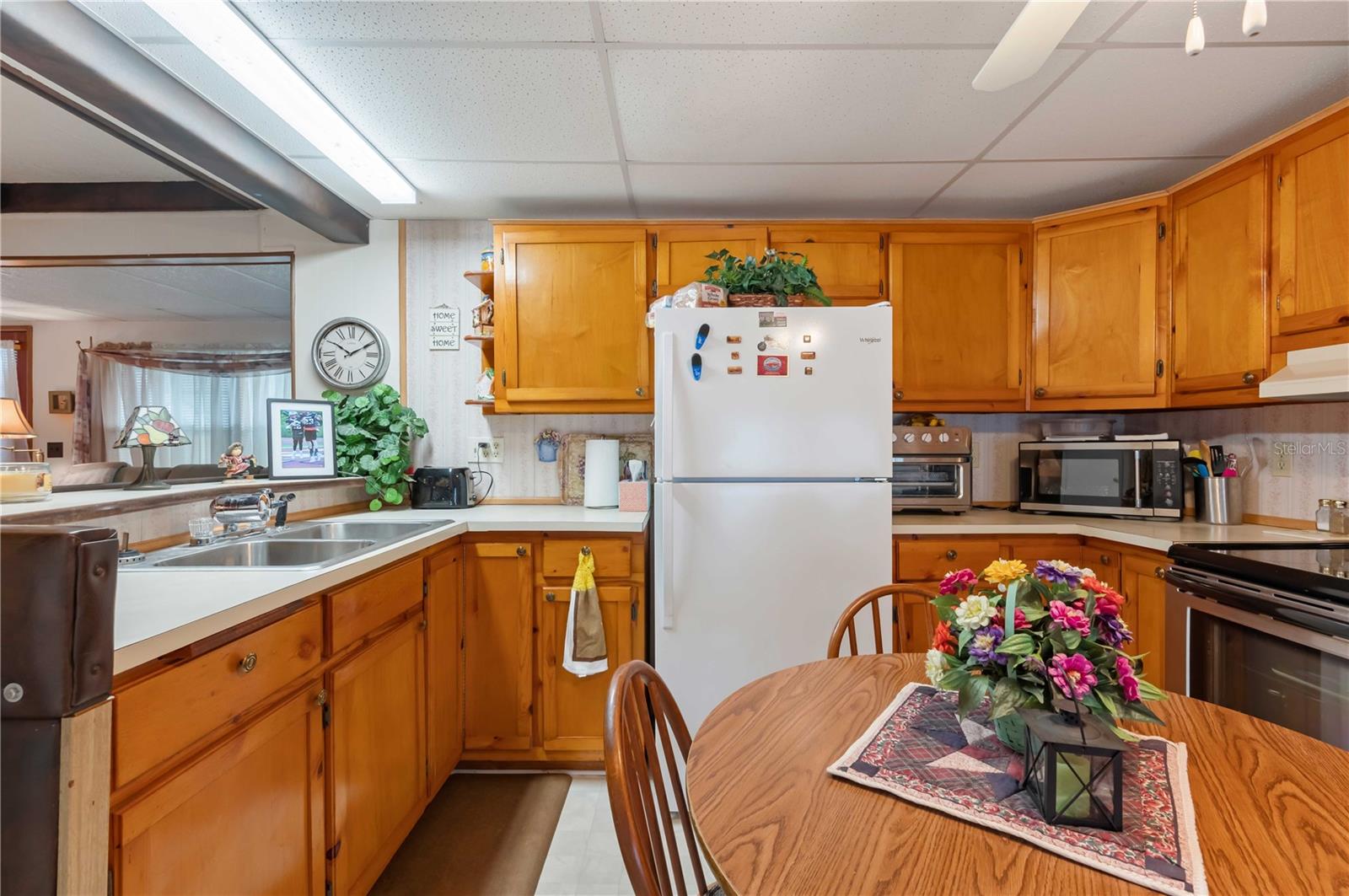 Real wood cabinets.