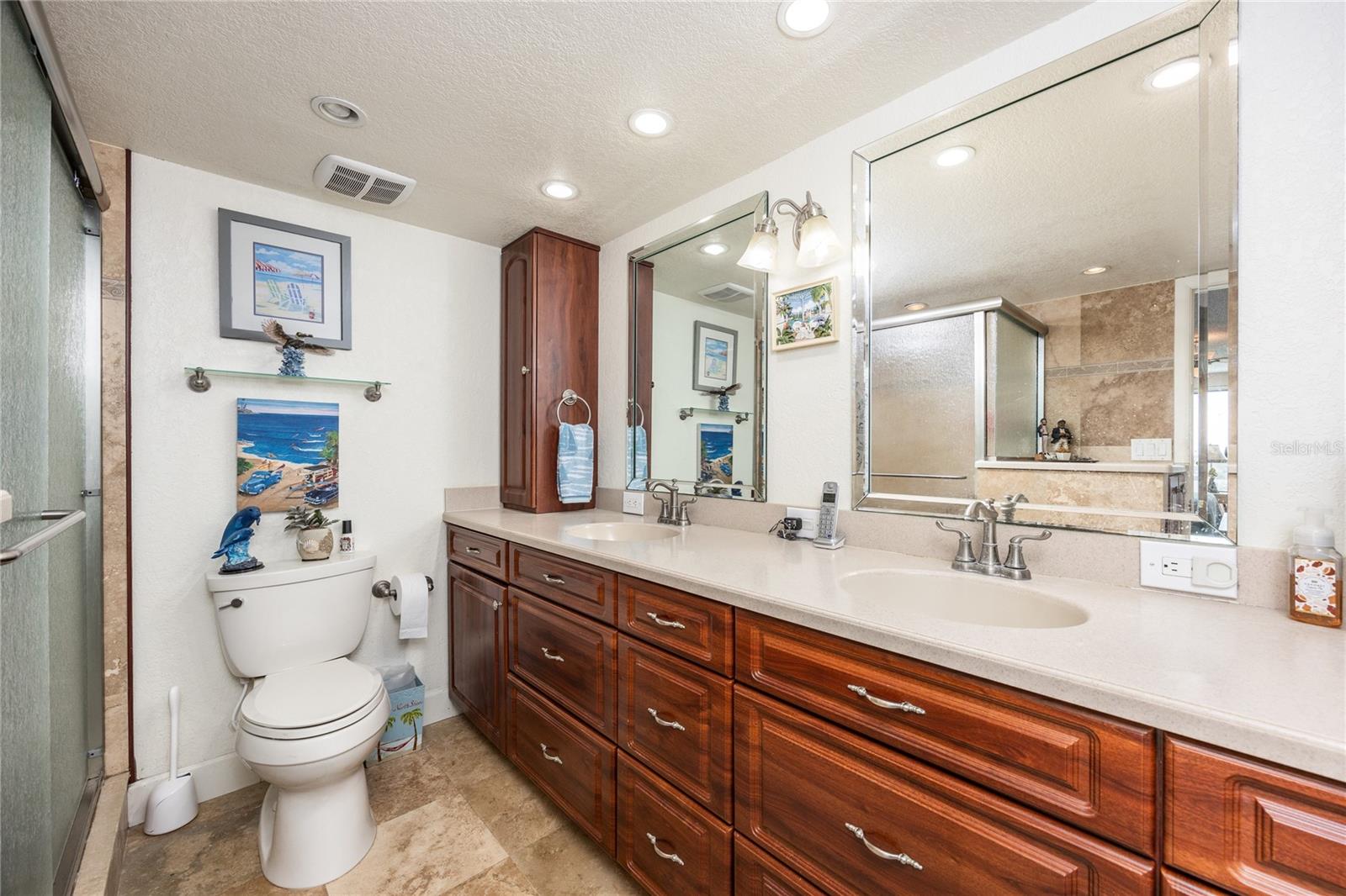 Primary Bathroom with Dual Sinks and Step in Shower!