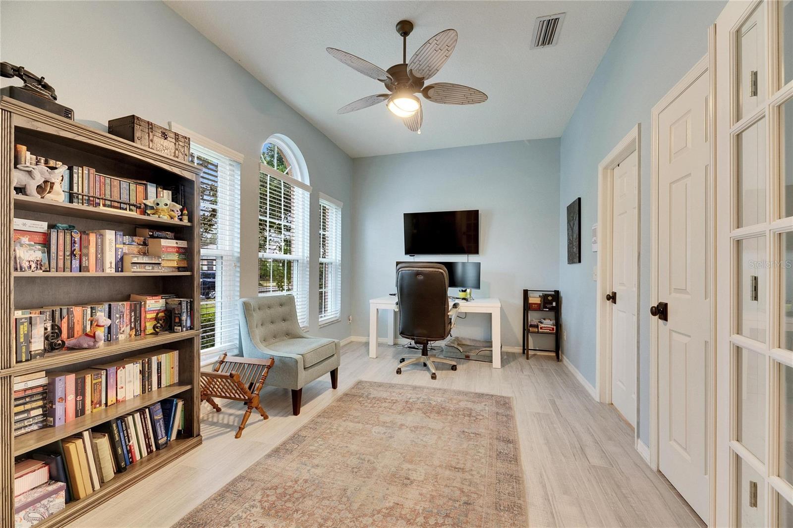 Office with French Doors and Access to Master Bath