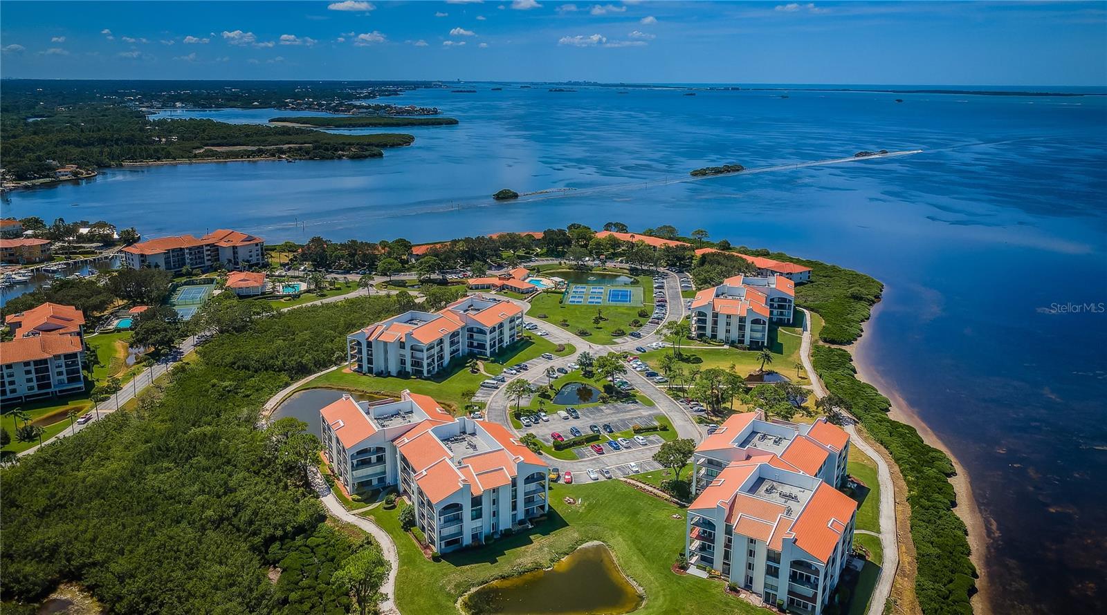 View from mangrove preserve west to Gulf of Mexico