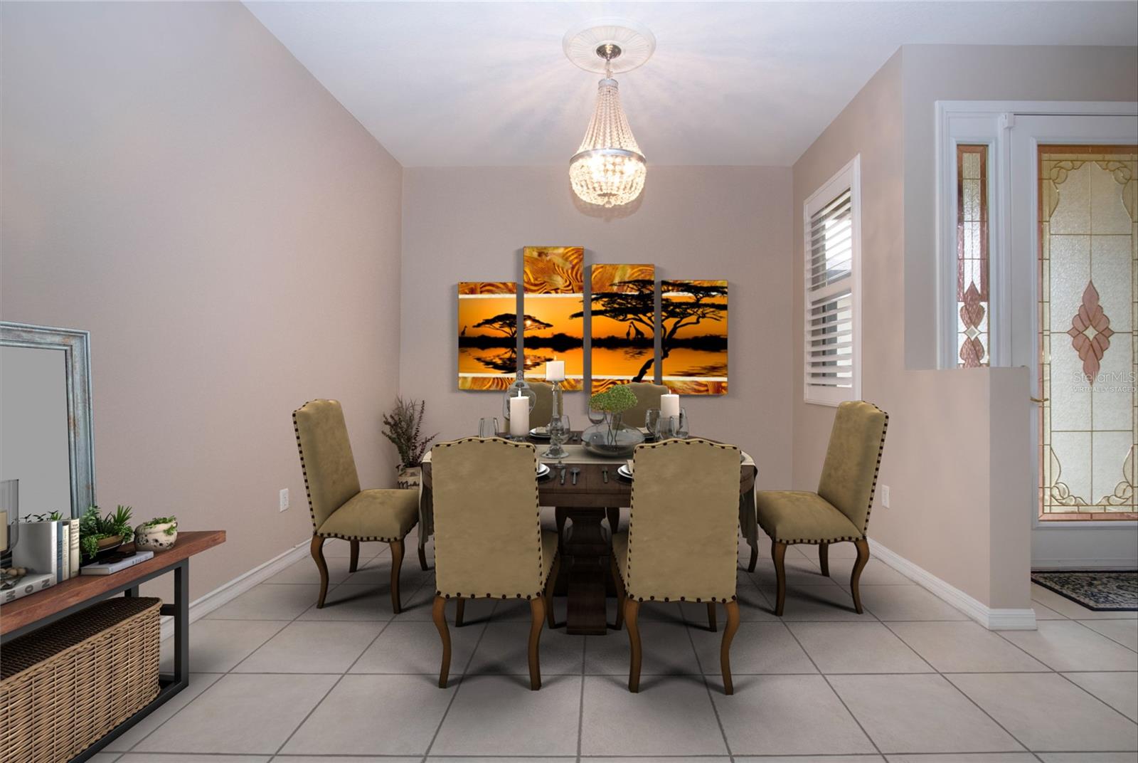 Virtually staged Dining Room