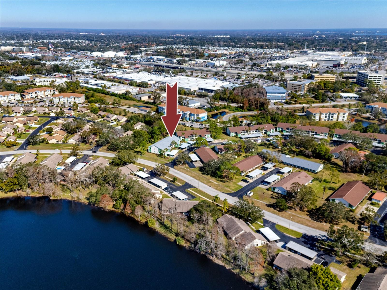 Location of the condo building, Gulf of Mexico in the distance