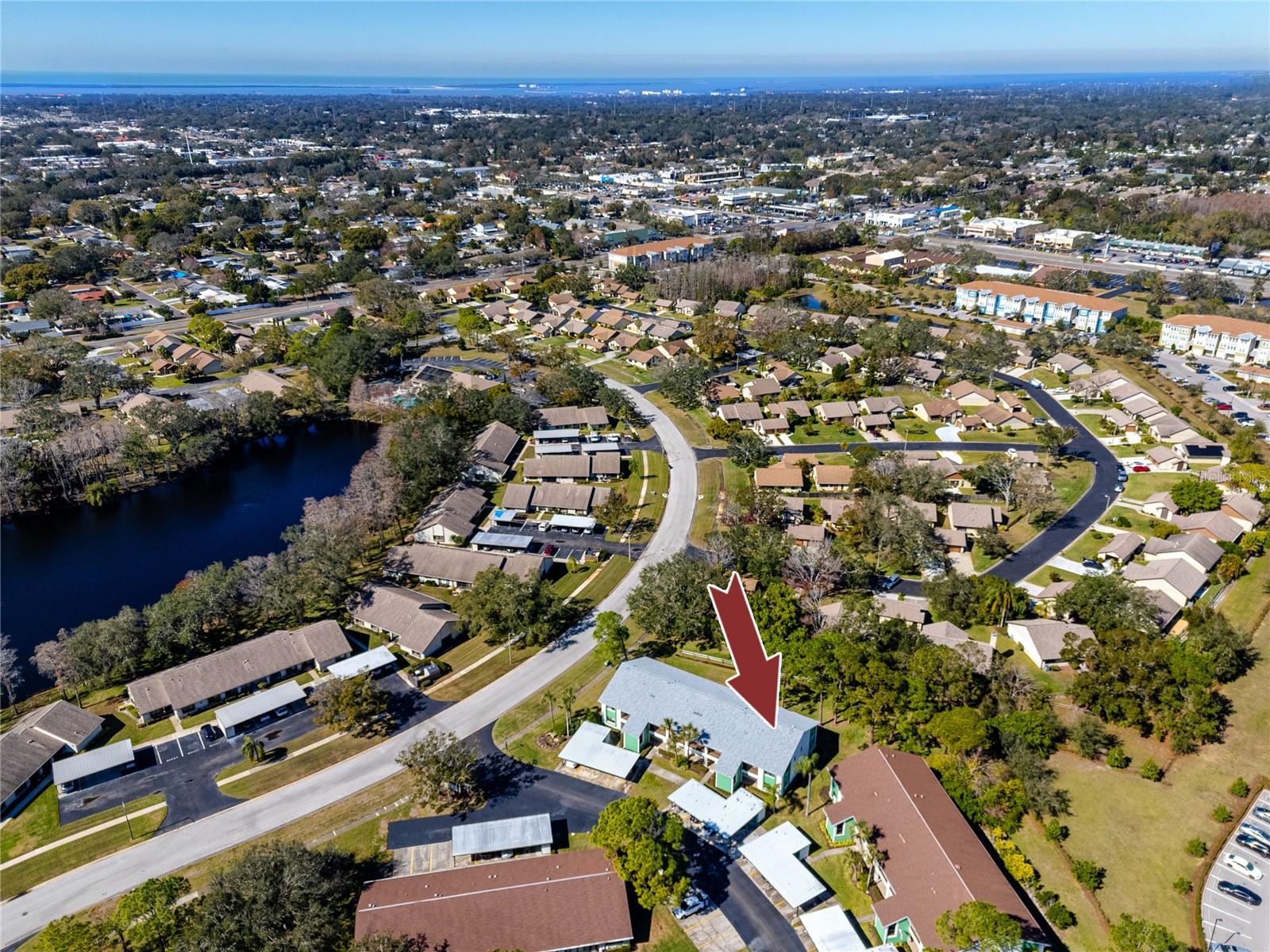 Aerial view of the building in The Village of the Green