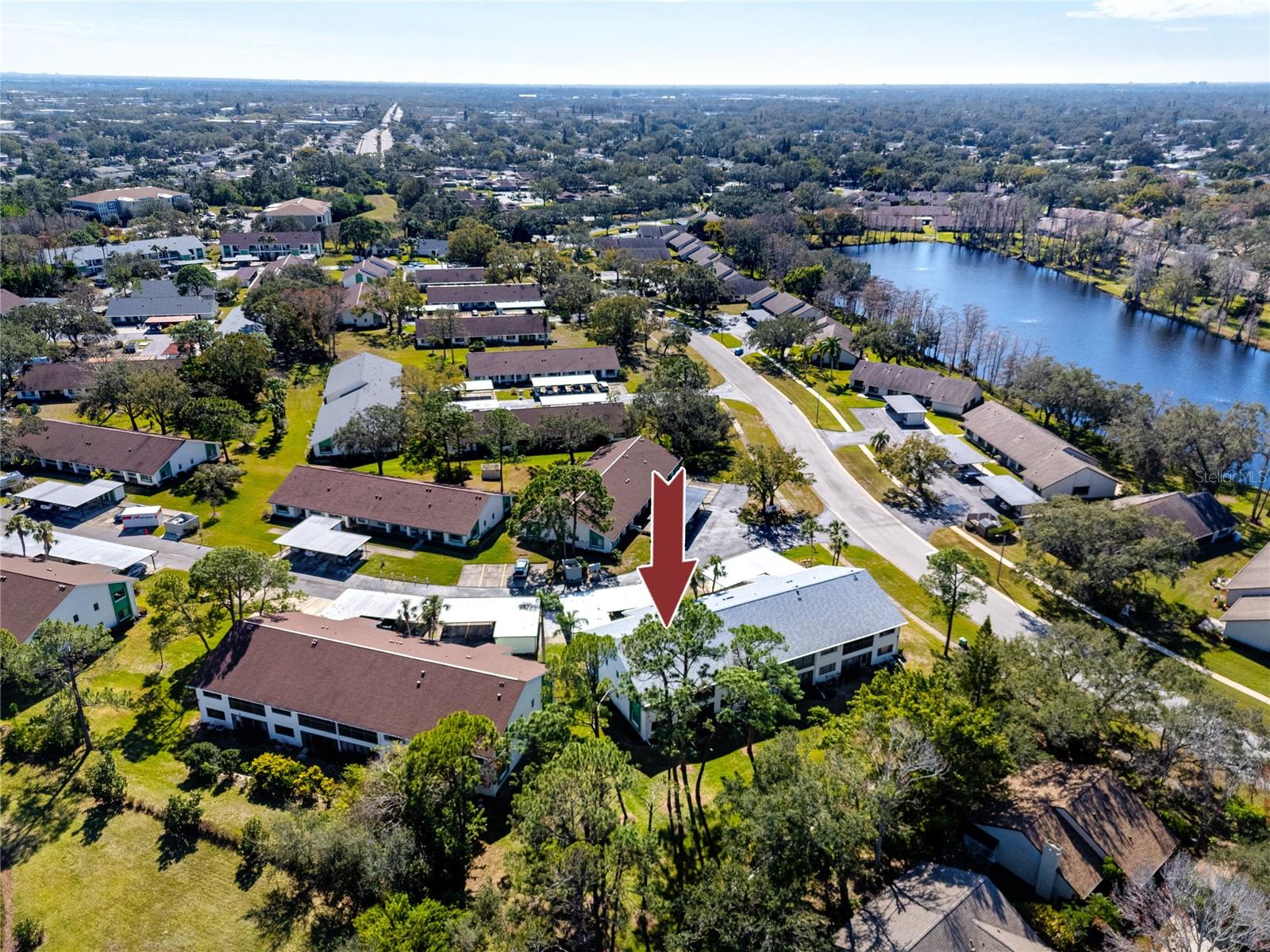 Aerial view of the building in The Village of the Green