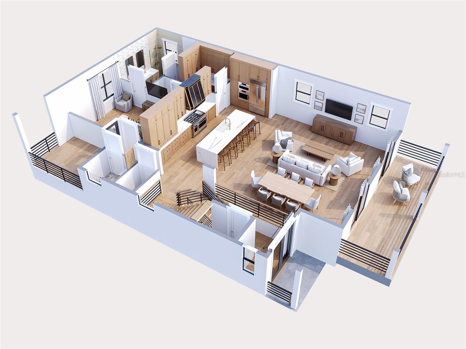 2nd Floor Layout - 3D Render