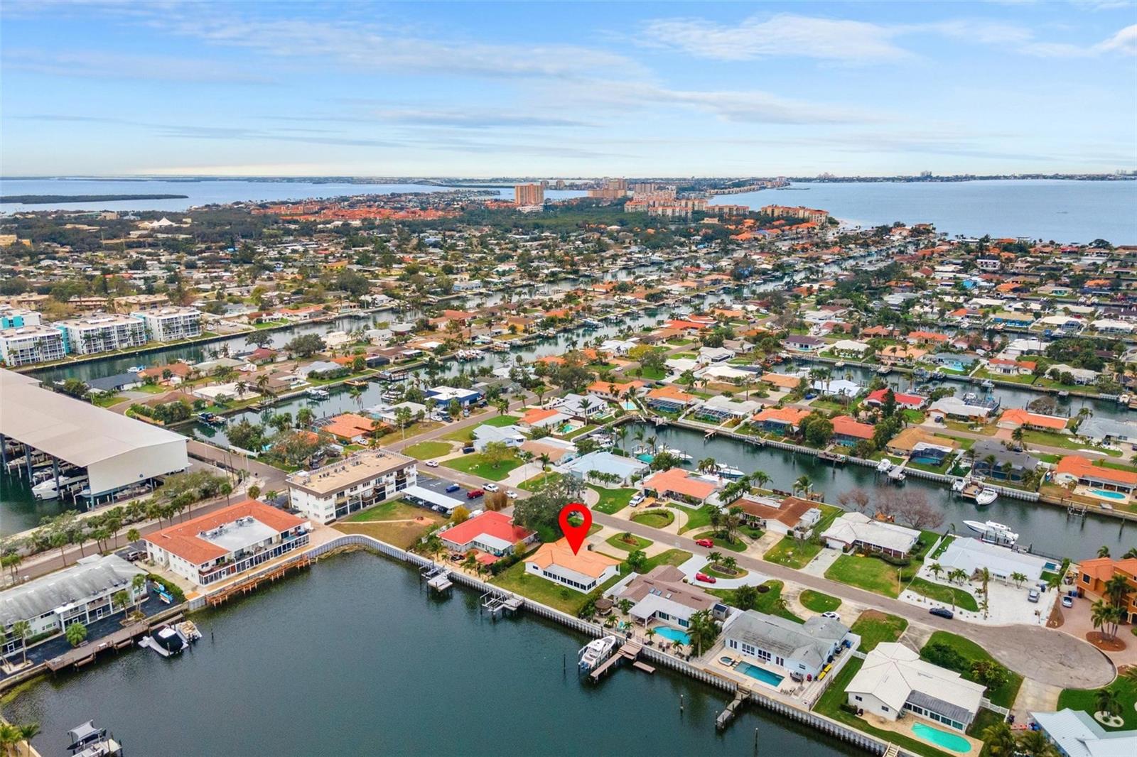 Looking southwest, you're seeing St. Pete Beach beyond Boca Ciega Bay.