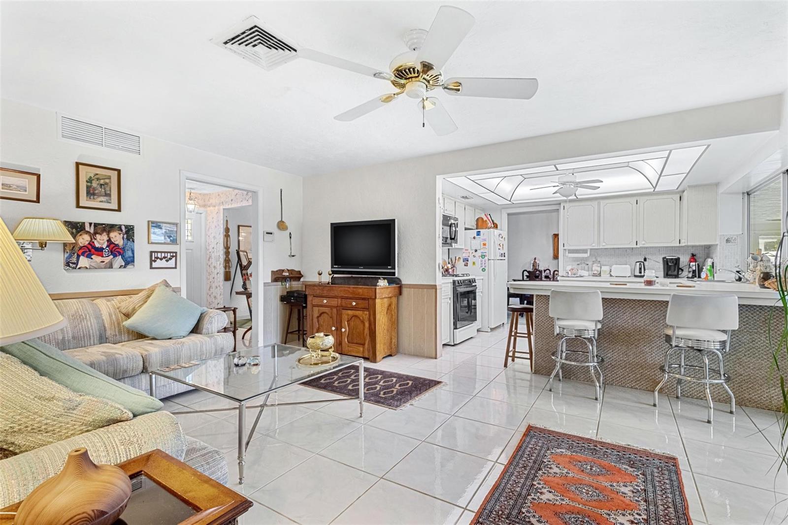 This is a classic family room/kitchen combination.