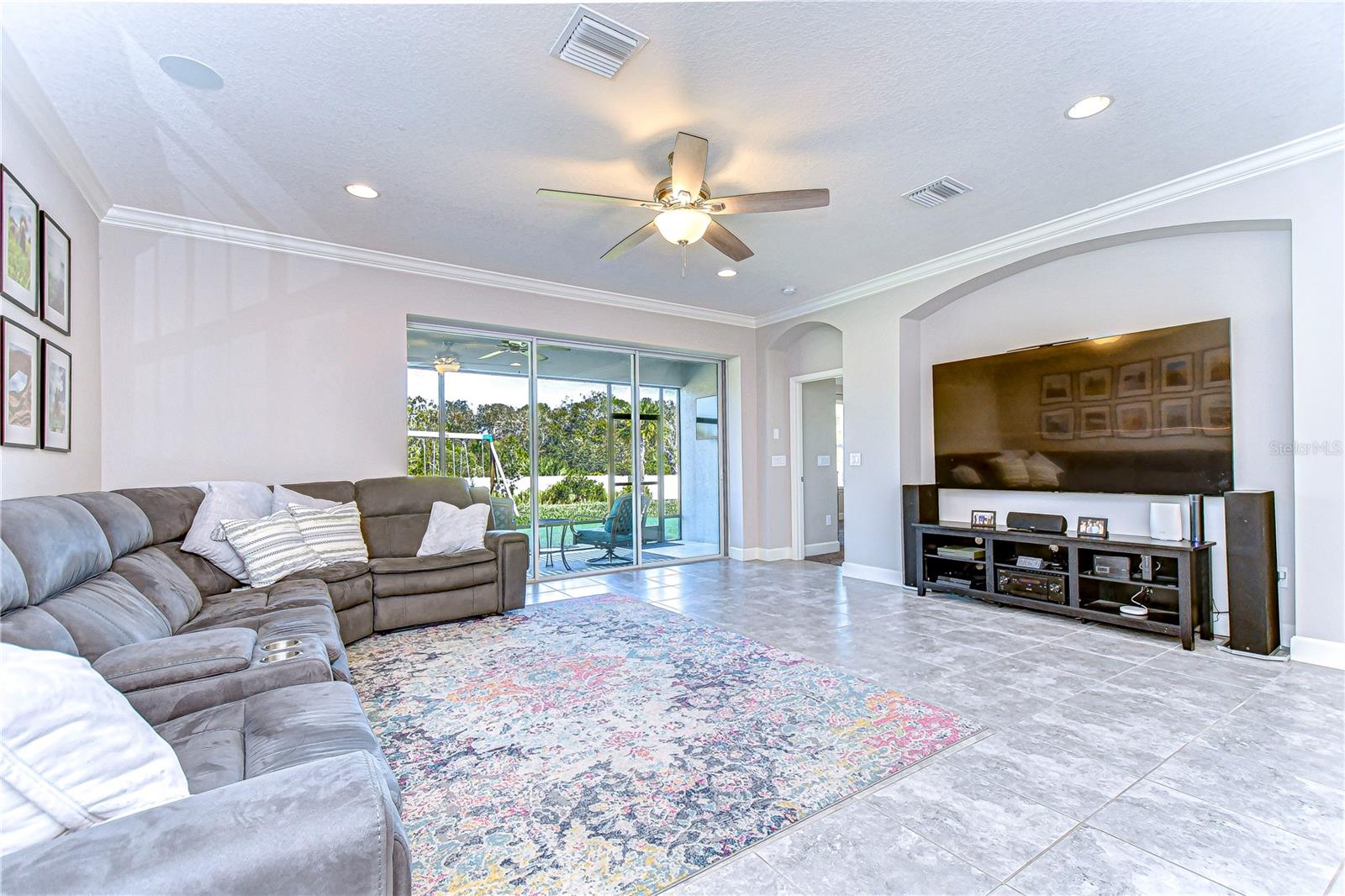 HUGE family room with glass sliders leading to the backyard!