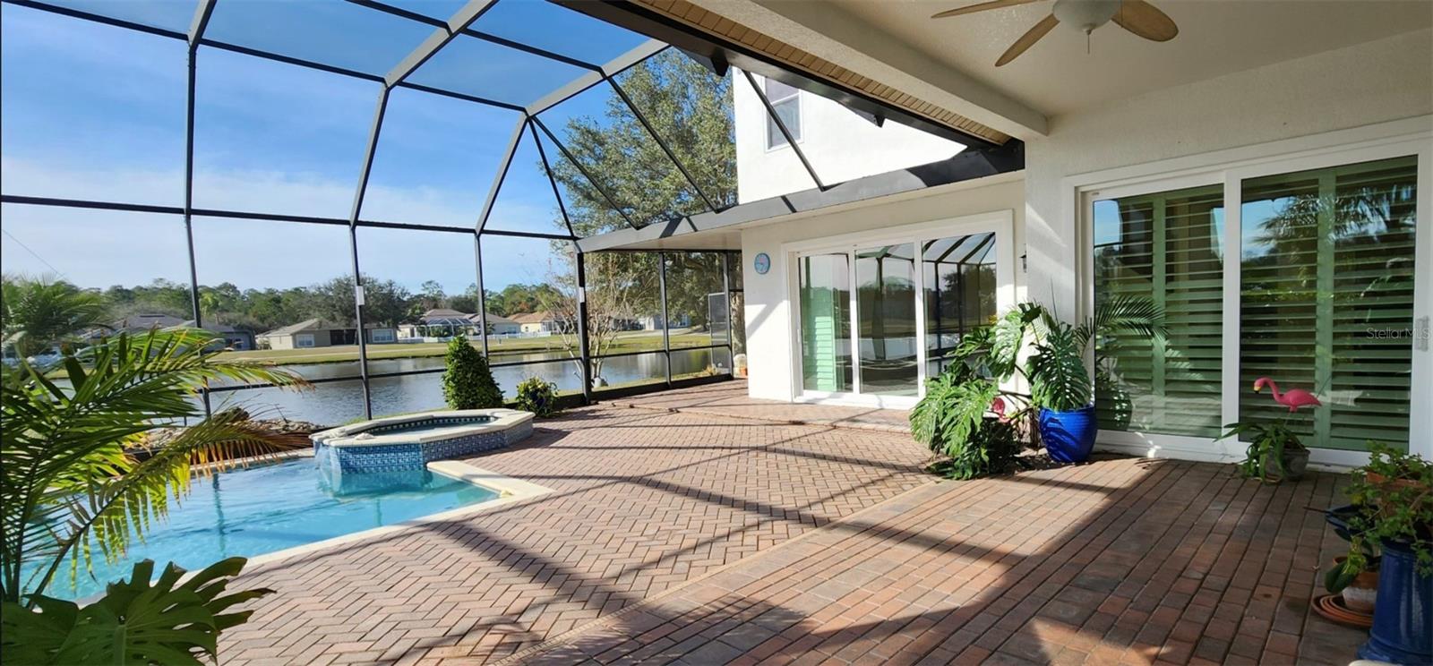 Lanai view of pool & pond 1