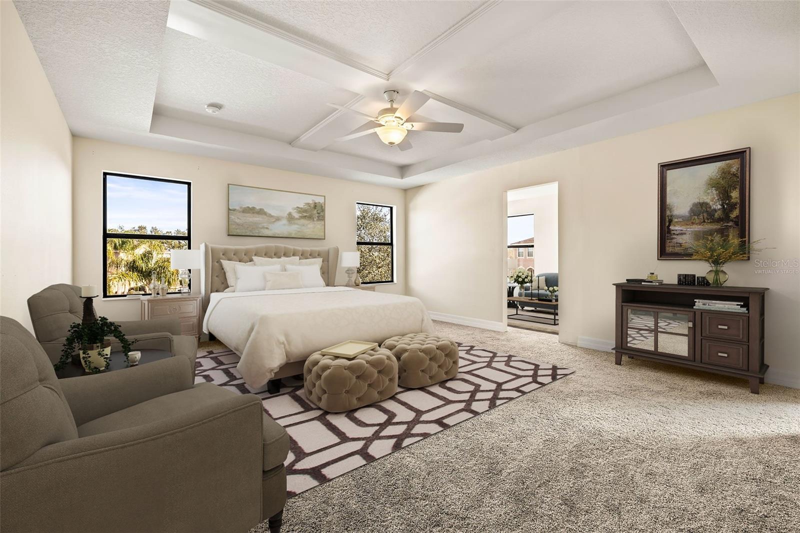 Virtually staged - the show-stopper is the Primary Suite with cross-tray ceiling and an Owner's retreat!